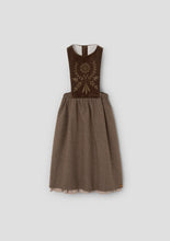 Load image into Gallery viewer, Popelin Brown Midi Dress With Embroidered Bib (102.2)