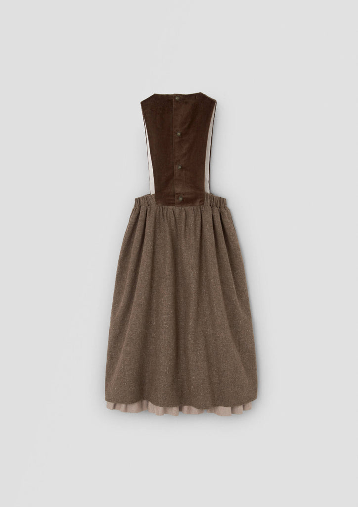 Popelin Brown Midi Dress With Embroidered Bib (102.2)
