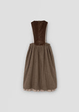 Load image into Gallery viewer, Popelin Brown Midi Dress With Embroidered Bib (102.2)