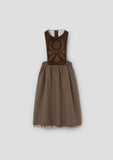 Popelin Brown Midi Dress With Embroidered Bib (102.2)