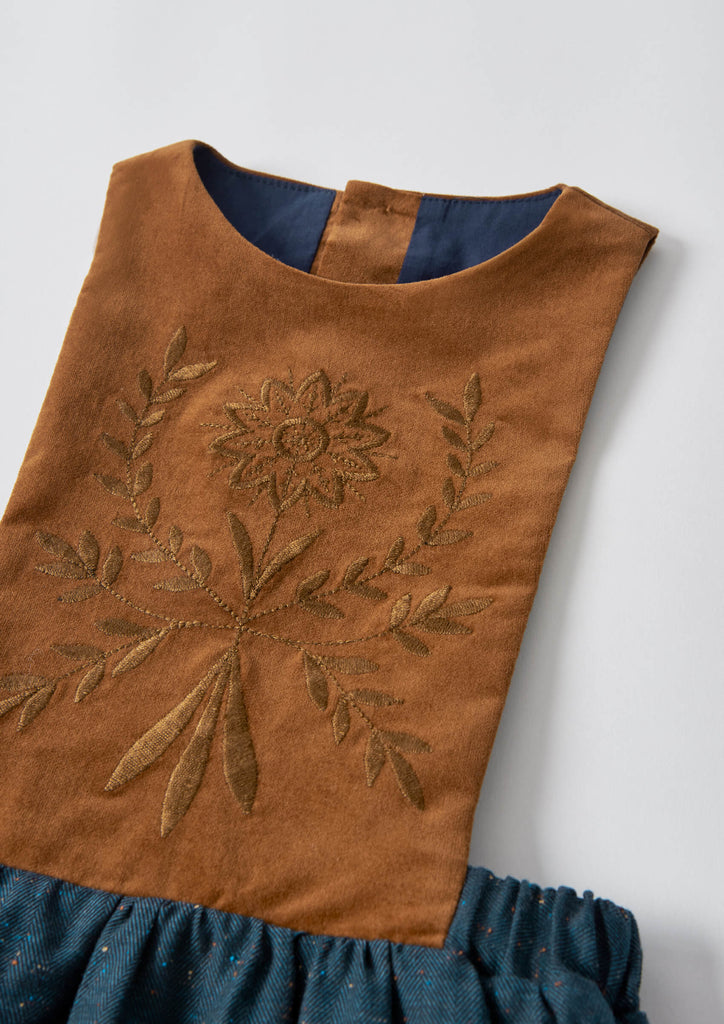 Popelin Terracotta Midi Dress With Embroidered Bib (102.3)