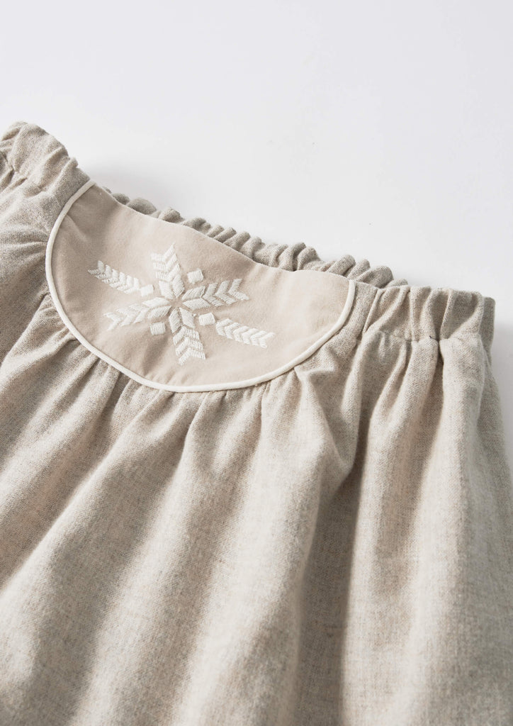 Popelin Beige Velvet Vest And Midi Skirt With Tucks And Embroidered Yoke (104.1 / 106.1)