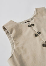 Load image into Gallery viewer, Popelin Beige Velvet Vest And Midi Skirt With Tucks And Embroidered Yoke (104.1 / 106.1)