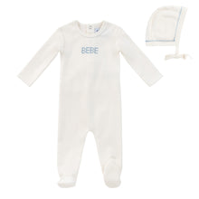 Load image into Gallery viewer, Kipp Bebe Stitch Romper and Bonnet - Blue