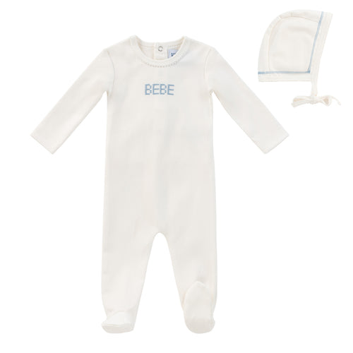 Kipp Bebe Stitch Romper and Bonnet - Blue