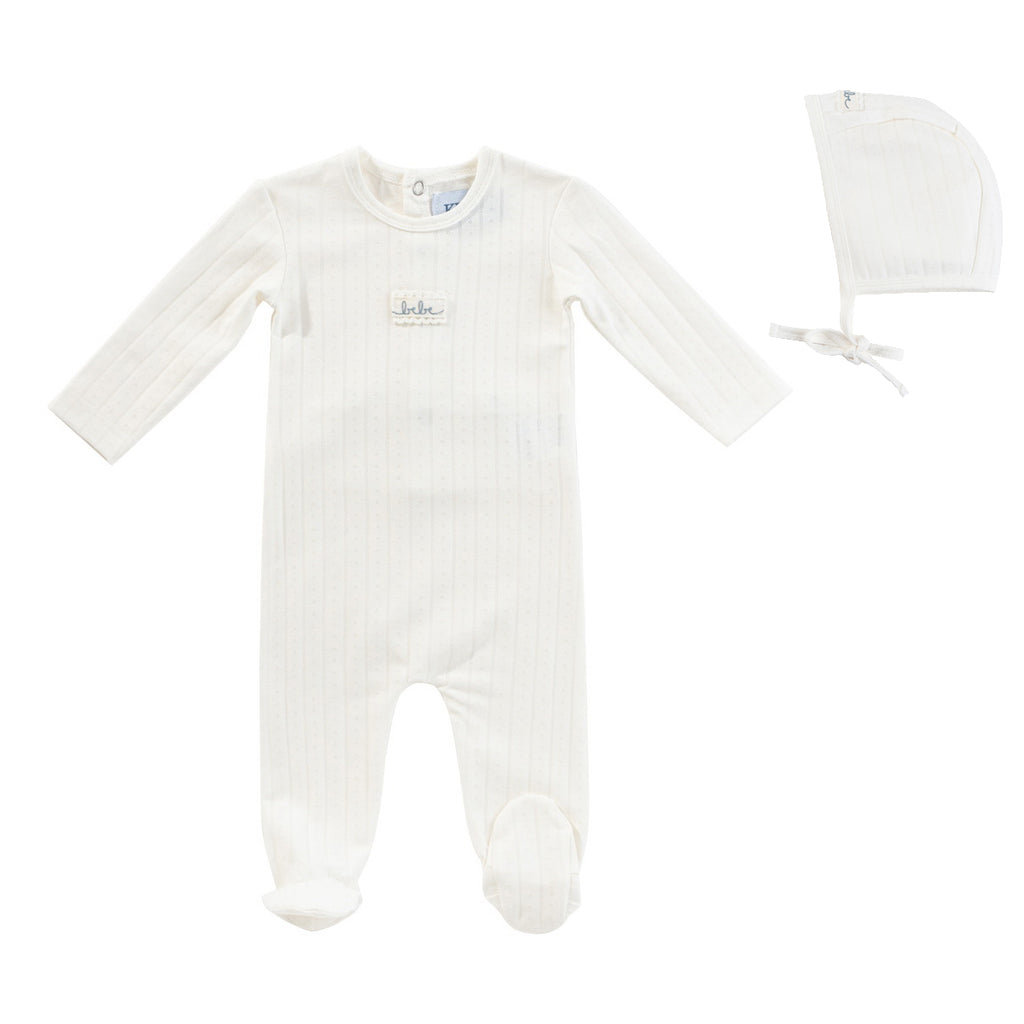 Kipp Bebe Pointelle Romper and Bonnet - Blue