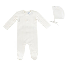Load image into Gallery viewer, Kipp Bebe Pointelle Romper and Bonnet - Blue