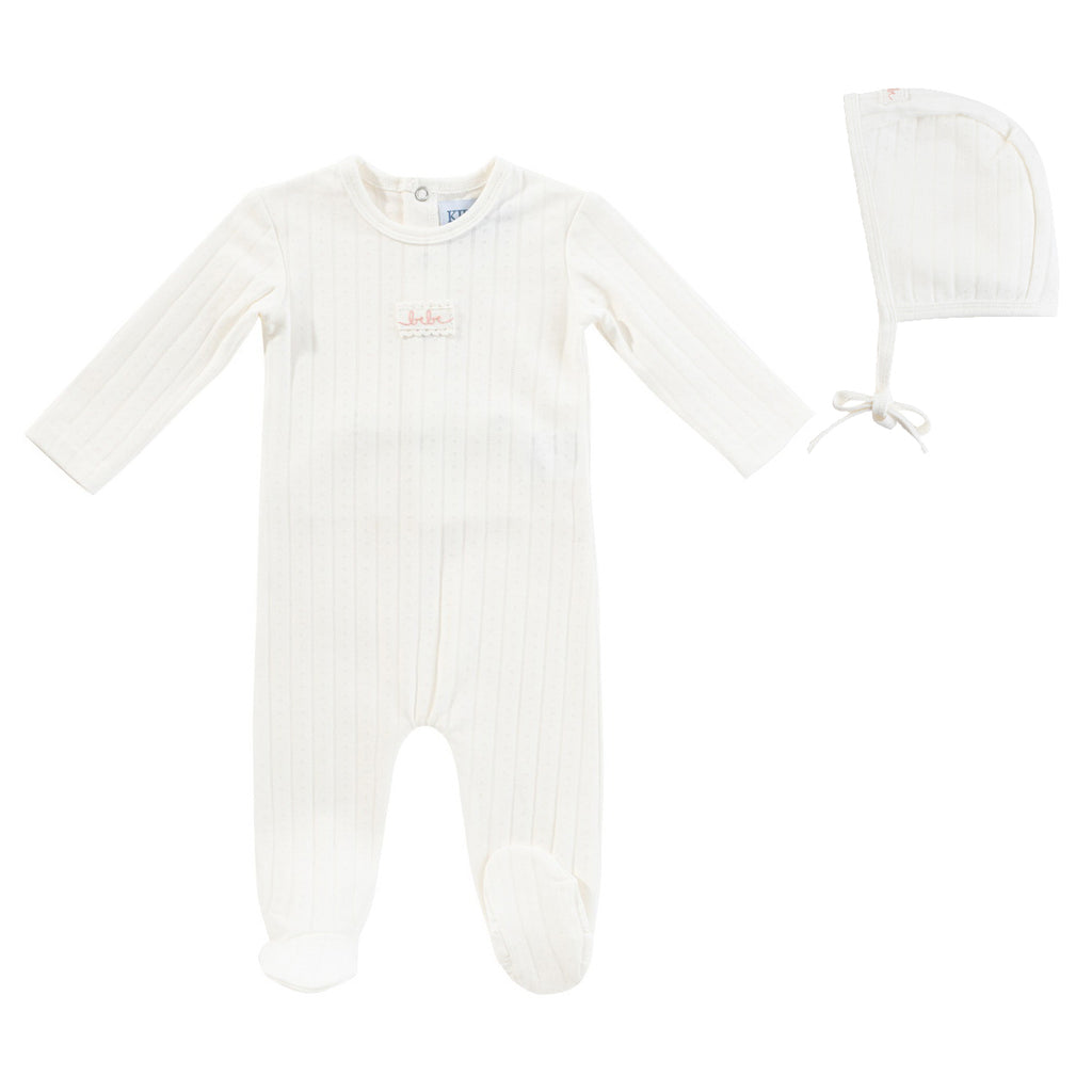 Kipp Bebe Pointelle Romper and Bonnet - Blush