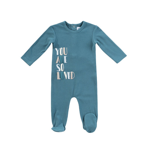 Kipp Text Rib Romper - Blue