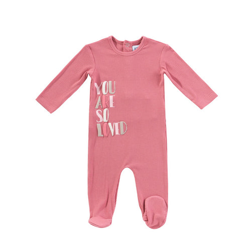 Kipp Text Rib Romper - Pink