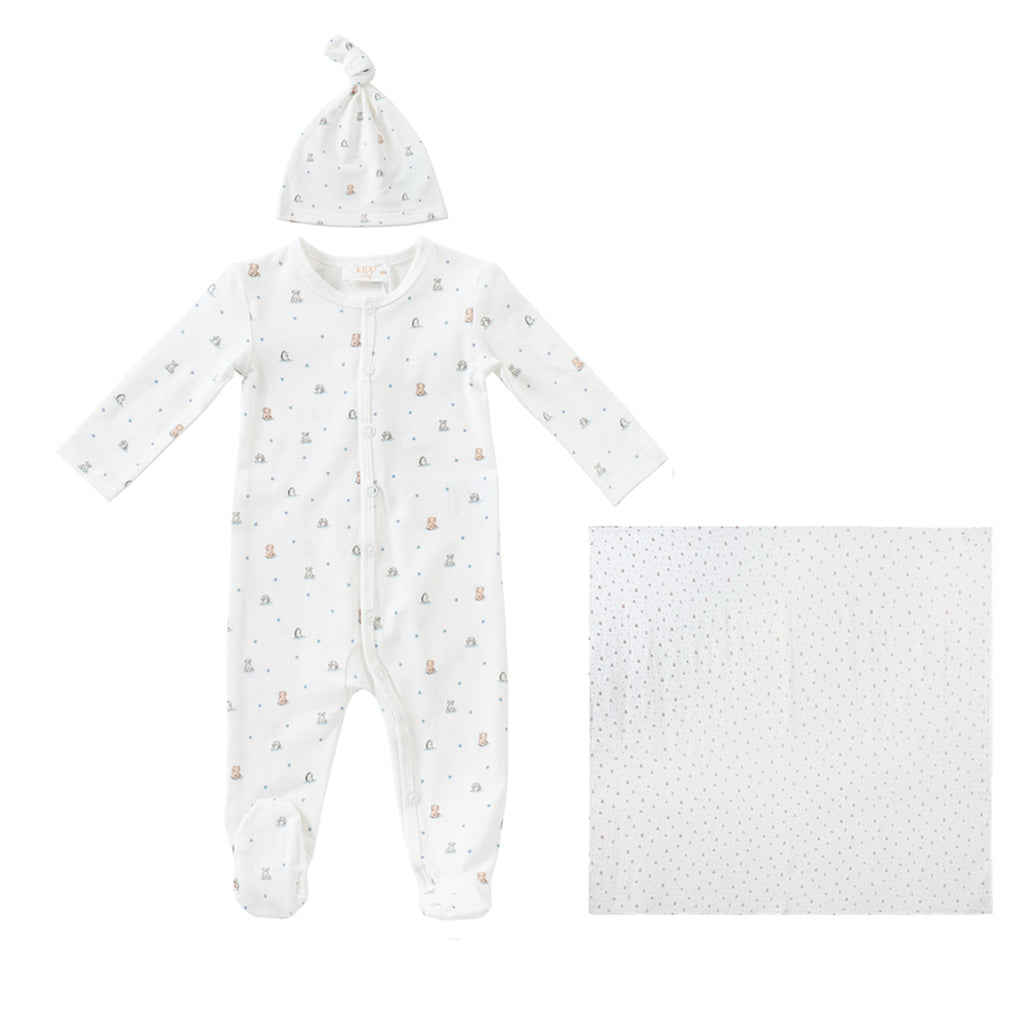 Kipp Furry Friends Swaddle Layette Set - Blue