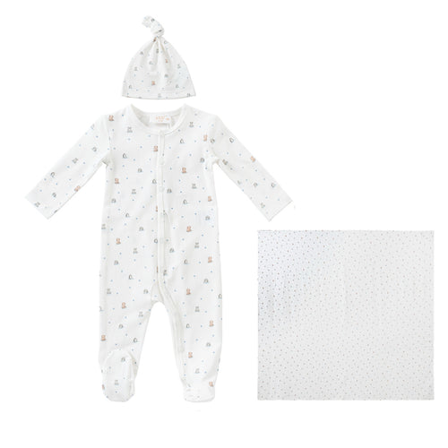 Kipp Furry Friends Swaddle Layette Set - Blue
