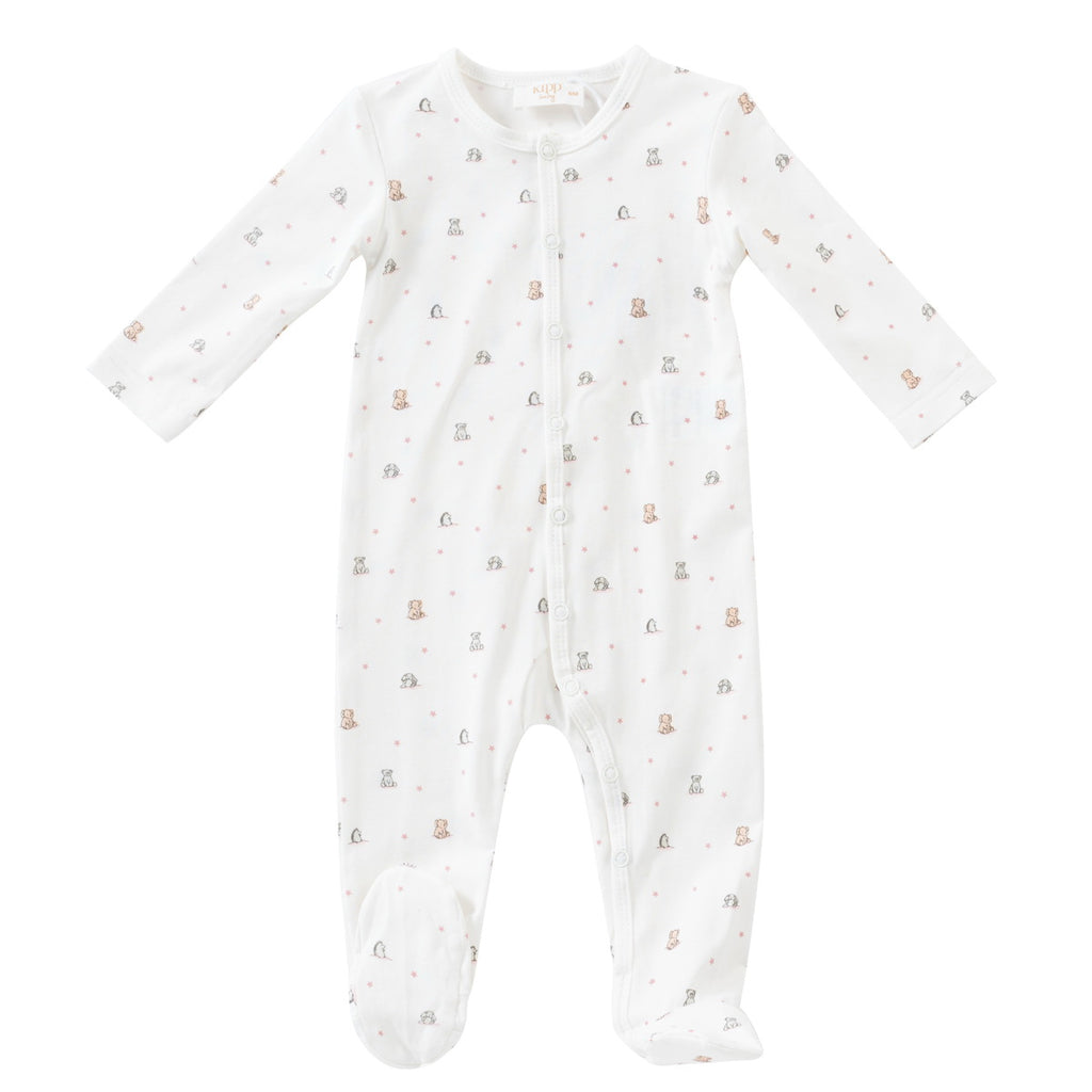 Kipp Furry Friends Front Snap Romper - Pink