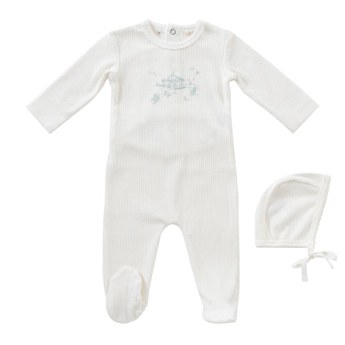 Kipp Carousel Romper & Bonnet Set - Blue