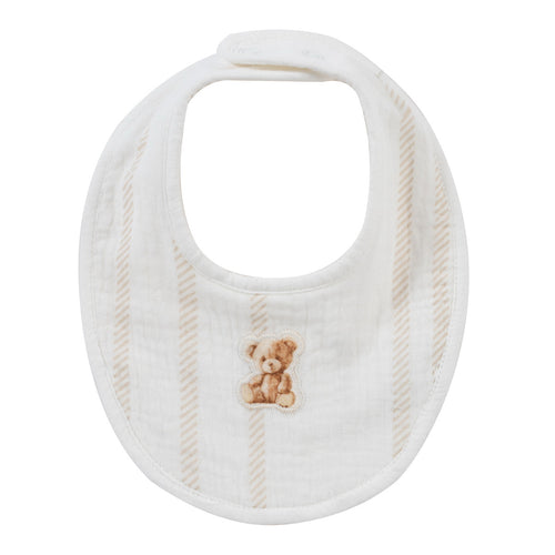 Kipp Stripe Teddy Bib - Stone