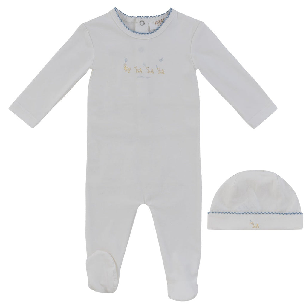 Kipp Baby Mini Royals Cotton Footie And Hat Set - Blue