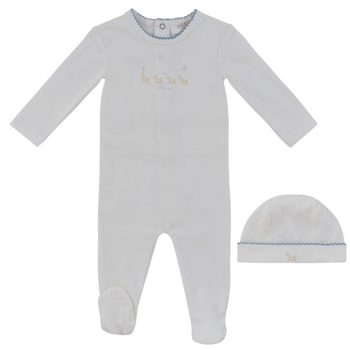 Kipp Baby Mini Royals Cotton Footie And Hat Set - Blue