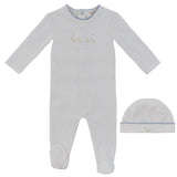 Kipp Baby Mini Royals Cotton Footie And Hat Set - Blue