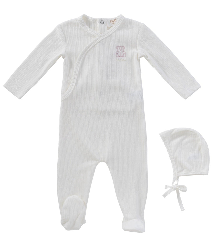 Kipp Baby Teddy Wrap Footie And Bonnet Set - Pink