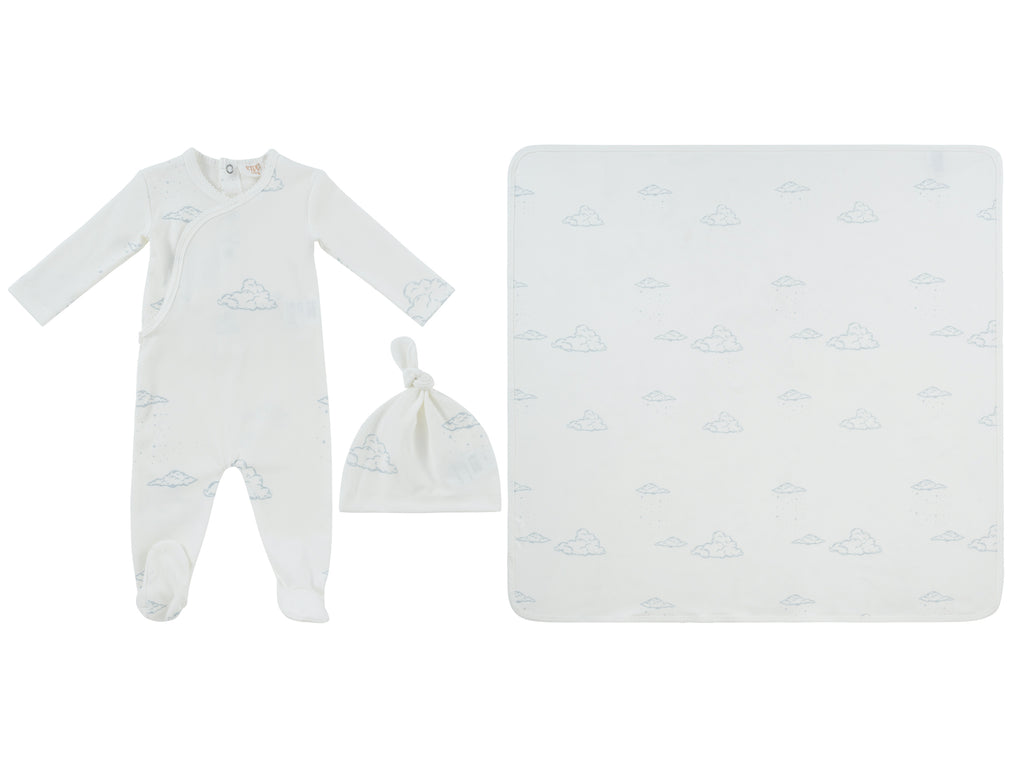 Kipp Baby Starlight Wrap Layette Set - White/Blue