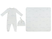 Load image into Gallery viewer, Kipp Baby Starlight Wrap Layette Set - White/Blue