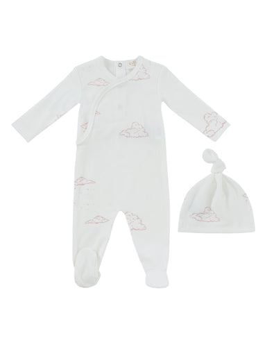 Kipp Baby Starlight Wrap Footie And Hat - White/Pink