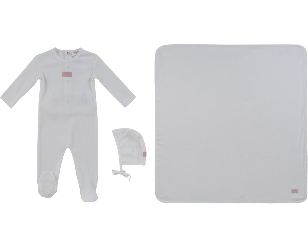 Kipp Baby Enfant Rib Layette Set - White/Pink