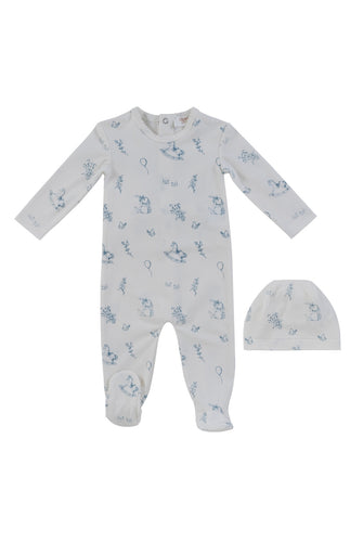 Kipp Baby Toile Footie And Hat - Blue