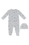 Kipp Baby Toile Footie And Hat - Blue
