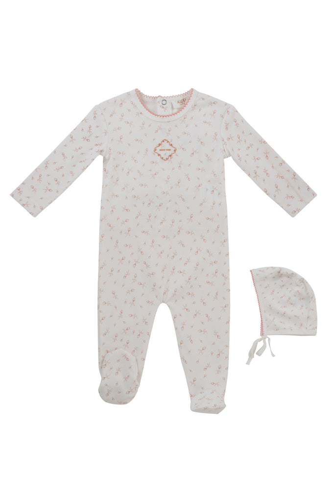 Kipp Baby Petit Pois Footie And Bonnet - Mauve