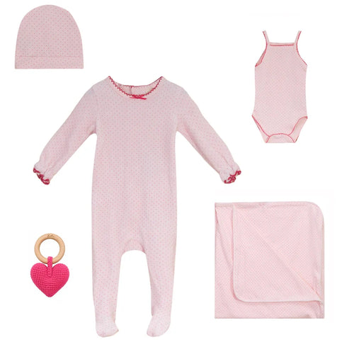 Bubani Polka Dotted Collection Velour Take Me Home Set - Light Pink