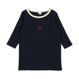 Lil Legs Three Quarter Sleeve Tee - Navy/Cherry