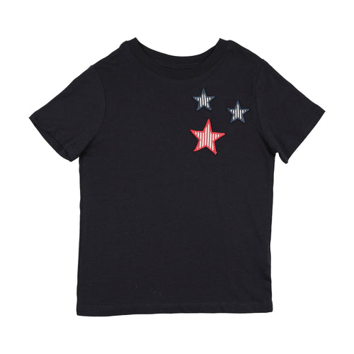 Bopop Navy Tee With 3 Pinstripe Stars (Short Sleeves)