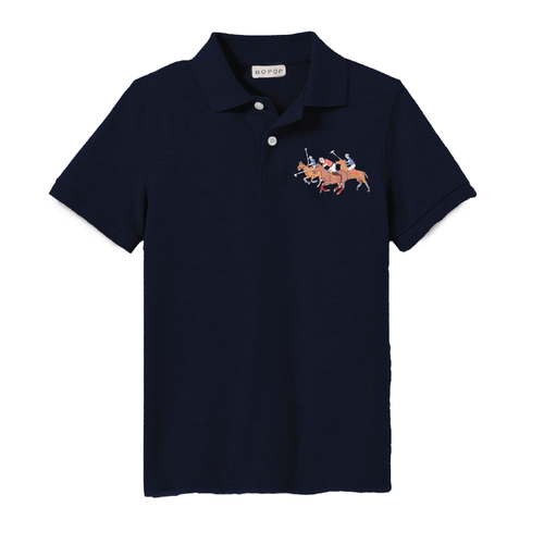 Bopop Navy Horse Polo Short Sleeve