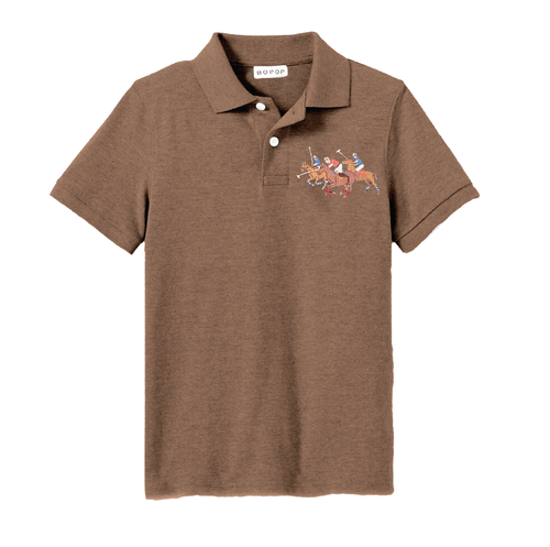 Bopop Tan Horse Polo Short Sleeve