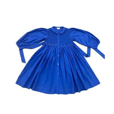 Bopop Royal Blue Smocked Dress (3/4 Sleeve)
