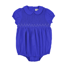Load image into Gallery viewer, Bopop Royal Blue Smocked Romper