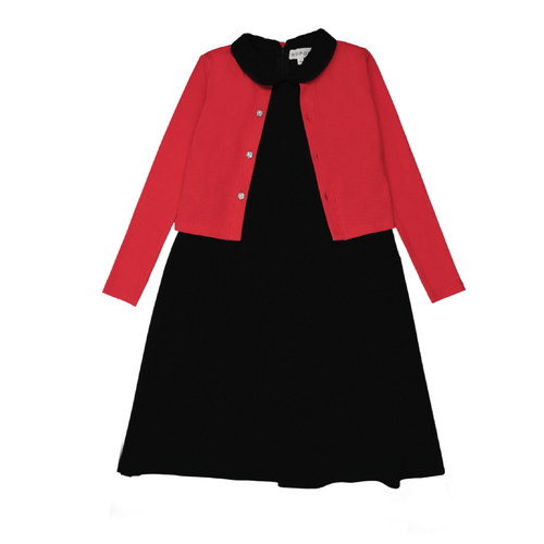 Bopop Sleeveless Maxi - Short with Red Cardigan