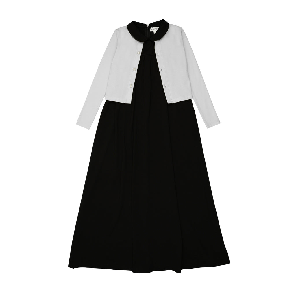 Bopop Sleeveless Maxi - Long with White Cardigan