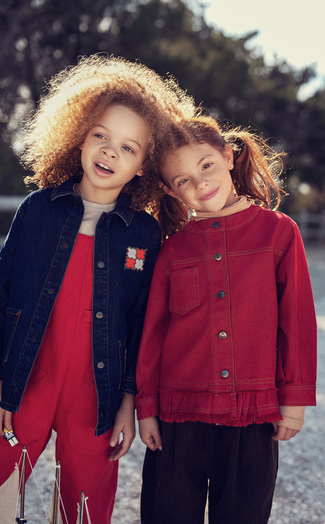 Rooie And Friends Girl's Club Denim Jacket - Rooie Red