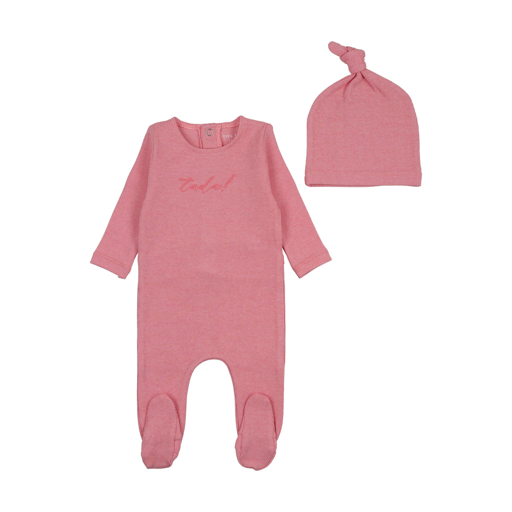 Bee & Dee Tada! Footie And Beanie - Bright Rose