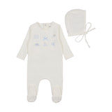 Bee & Dee Take-me-Home Gingham Boys Footie & Bonnet - Chalk White