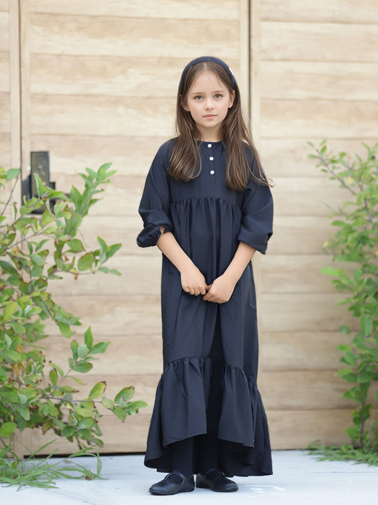 Retro Kid Mae Maxi Dress With Jewel Buttons - Black TRUE TO SIZE DON’T SIZE UP