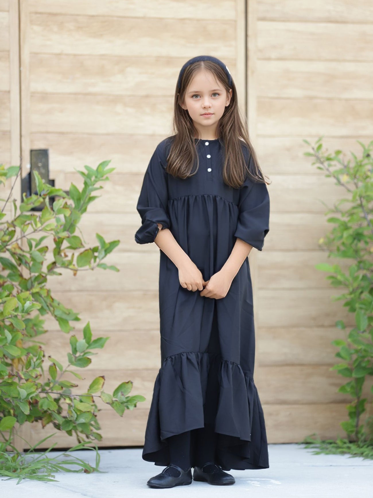 chinese dress ladies Little Parni Black Girls Maxi Dress – Elegant Child NY main image 1