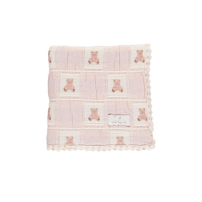 Bebe Organic Teddy Bear Blanket - Mauve Teddy Patchwork