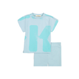 Retro Kid Tess Logo All Over Baby Boy T-shirt And Shorts Set - Blue Green