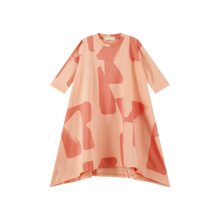 Load image into Gallery viewer, Retro Kid Tess Logo All Over Full Hi Low Dress - Pink Coral (3/4 Sleeve)
