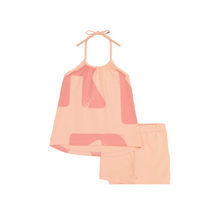 Load image into Gallery viewer, Retro Kid Tess Logo All Over Halter Baby Girl Set - Pink Coral