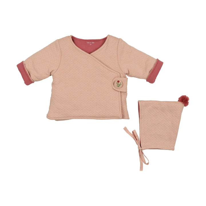 Bee & Dee Textured Wrap Jacket With Bonnet - Rose Dust