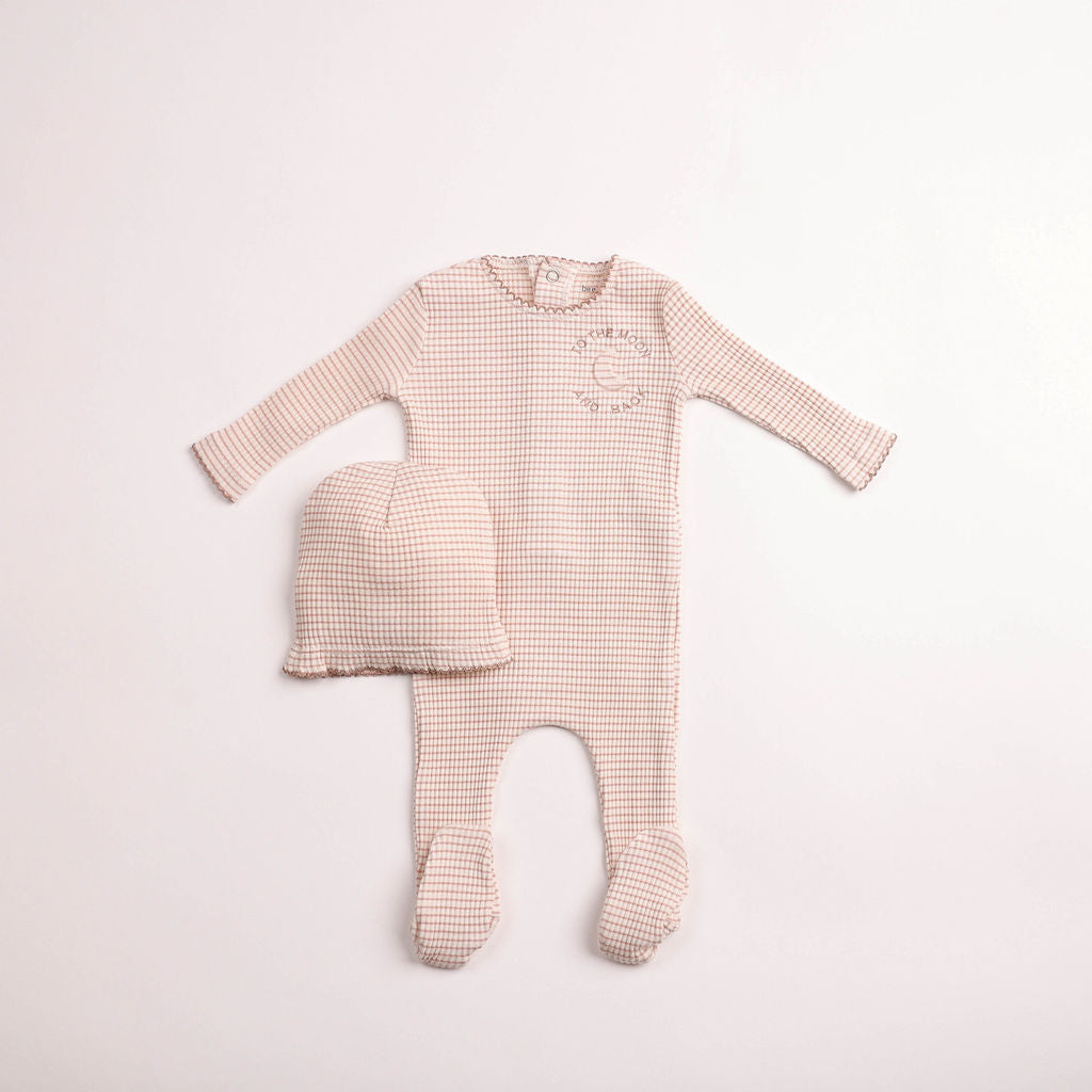 Bee & Dee To The Moon Footie And Beanie - Ballerina Pink